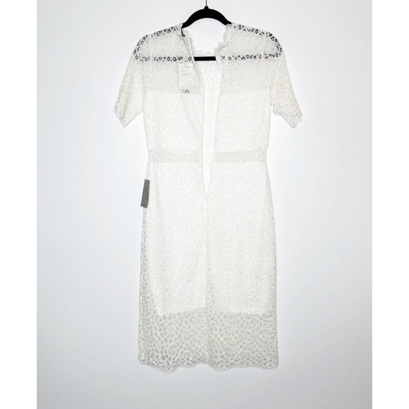 NWT Love X Design Lace Sheer Panel Knee Length Dress Gardenia White Women Size M - Picture 5 of 7